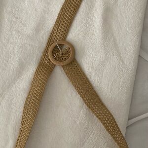 Tan Woven Belt with Round Buckle
